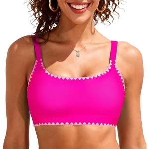 image:imageSports Bikini Tops for Women Swim Bra Wirefree Workout Swimsuit Top Comfortable Support for Swimming Beach Active WearPink Trim